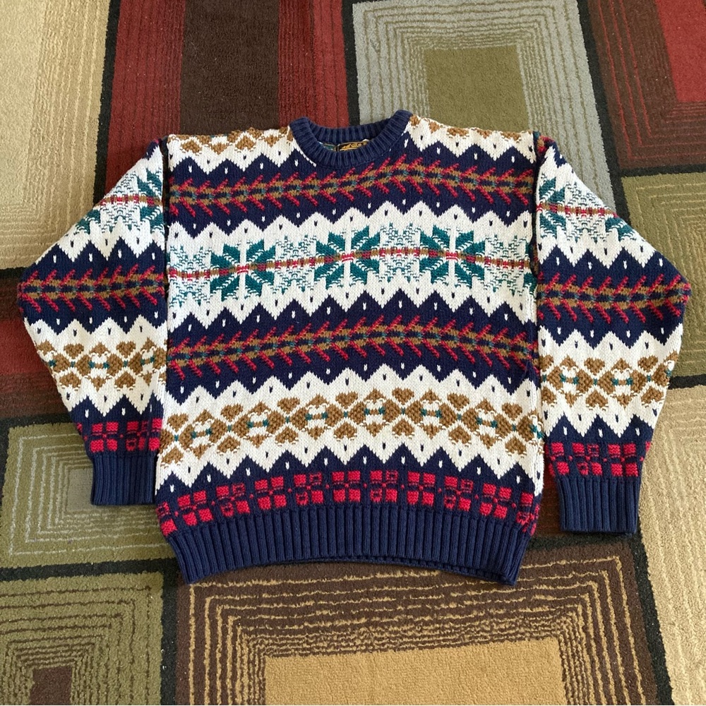 Vintage Eddie Bauer Knit Sweater Nordic Men's Sz M USA Made